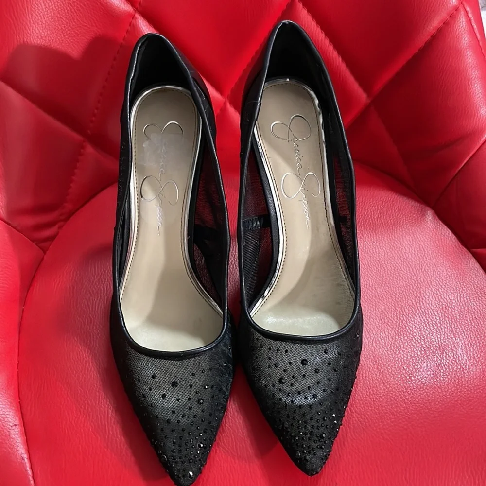 Jessica Simpson Black Mesh Heels - Picture 3 of 9